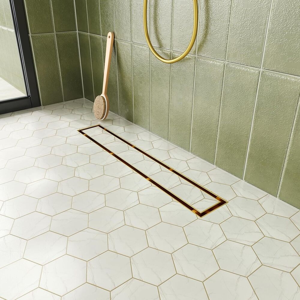 Neodrain 18-Inch Gold Linear Shower Drain With tile insert tray NIB